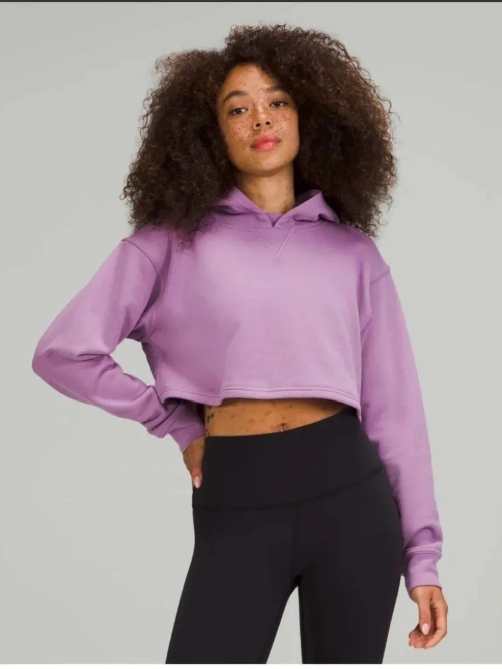 Lululemon All Yours Cropped Hoodie in Wisteria Purple